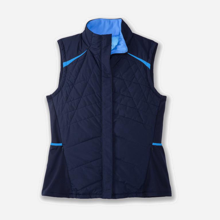 Brooks Women's Shield Hybrid Running Vest Singapore - Navy/Blue Bolt (71380-WMUY)